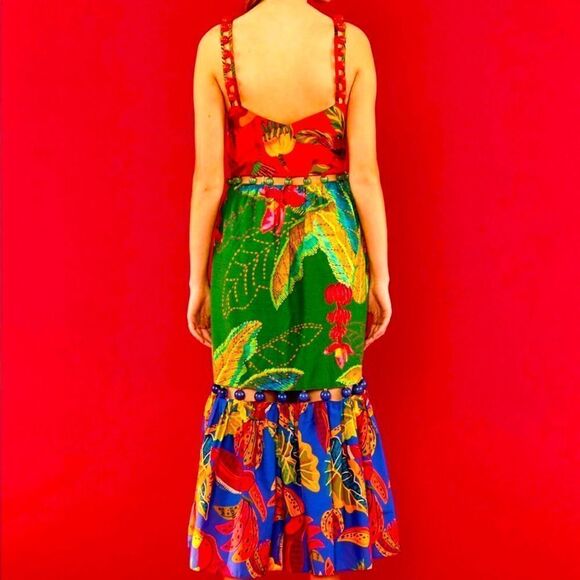 NWT Farm Rio Dress Floral Maxi Red Green Size S - Picture 15 of 16